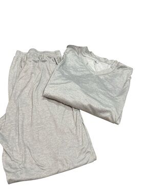 Gap Body Pajama Set LS V Neck Women’s Size L Gray